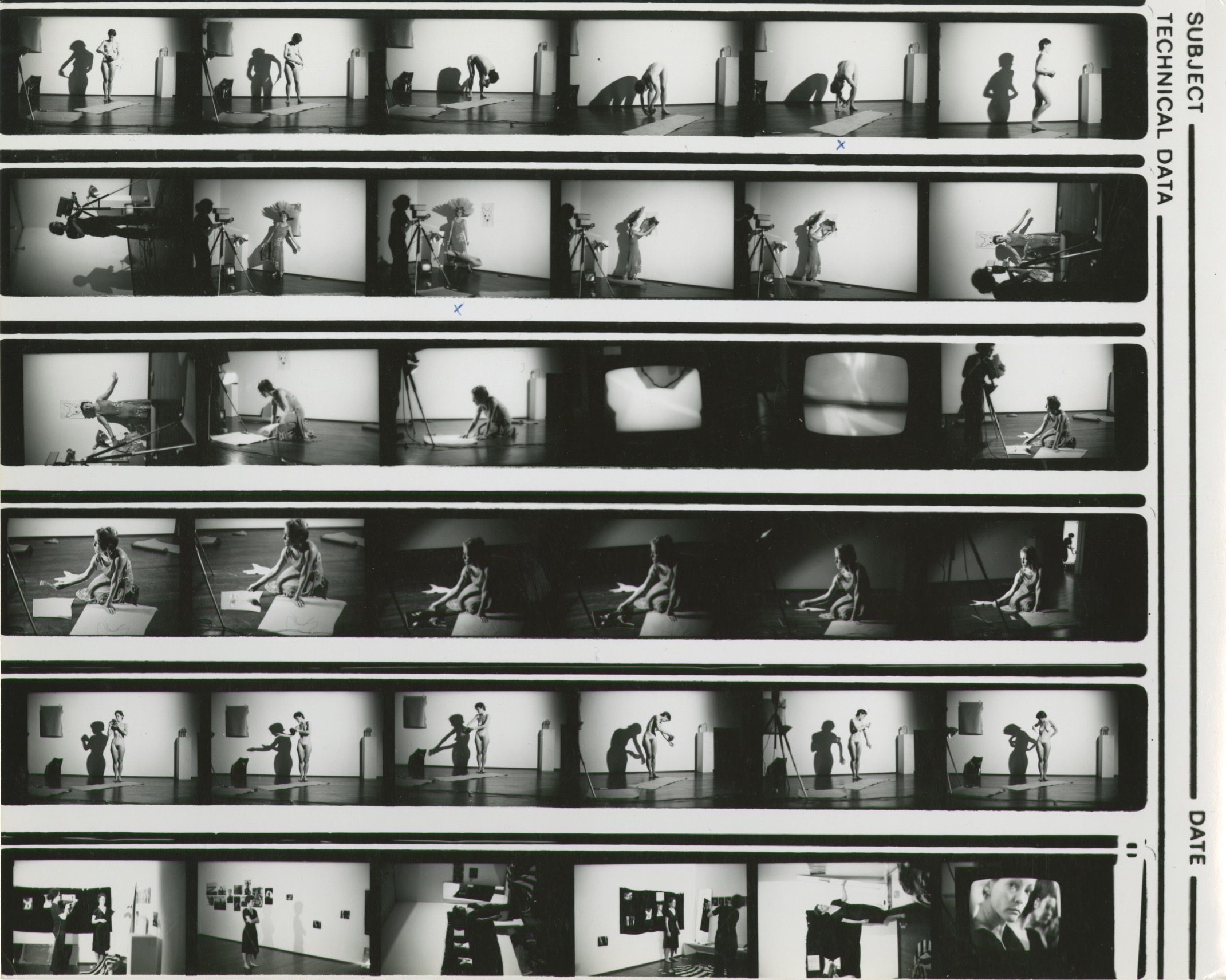 Photographic contact sheet showing different parts of Jonas’s performance