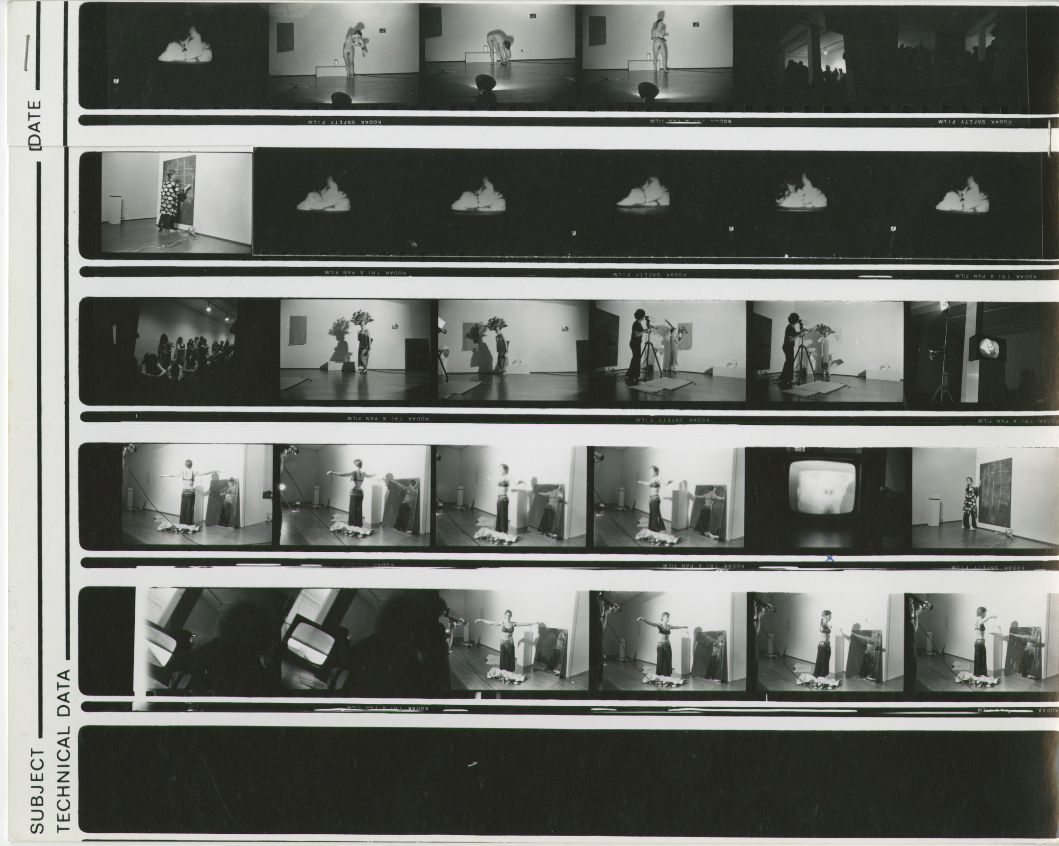 Photographic contact sheet showing different parts of Jonas’s performance