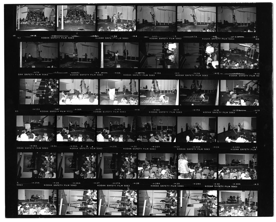 Photographic contact sheet showing different views of Jonas’s performance