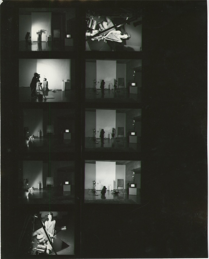 Photographic contact sheet showing different views of Jonas’s performance