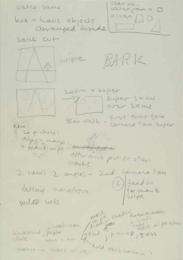 Notes and sketches for camera during a performance