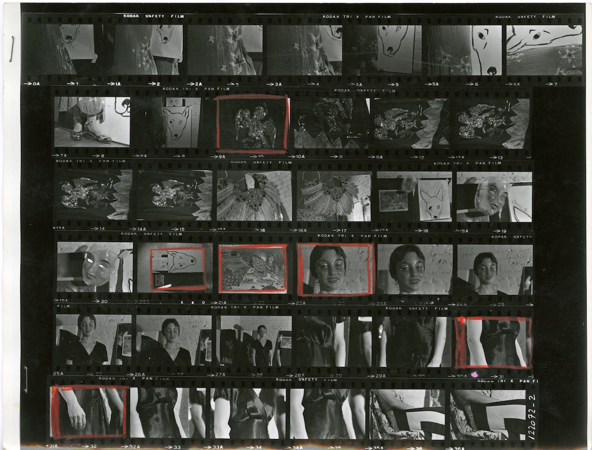 Annotated photographic contact sheet showing different views of Jonas in performance