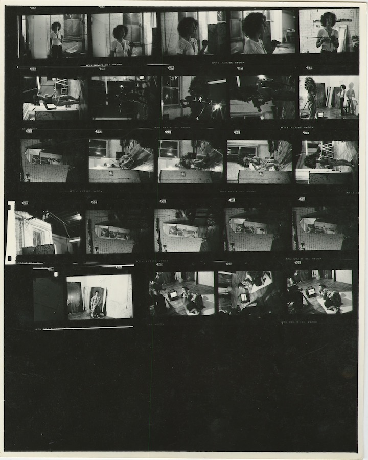 Photographic contact sheet showing different views of Jonas in performance