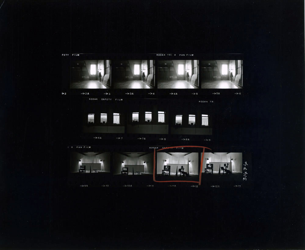 Photographic contact sheet showing different views of Jonas’s performance