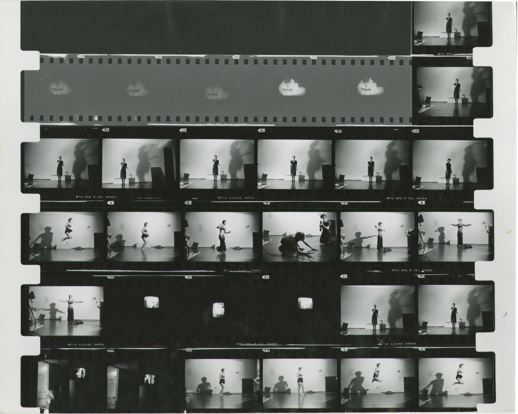 Photographic contact sheet showing different parts of Jonas’s performance